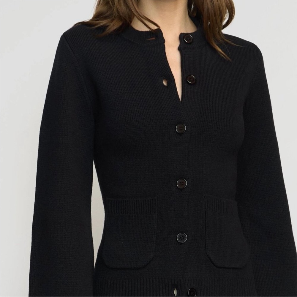 Modern Citizen Eames Organic Cotton-Wool Black Minimalist Cardigan Sweater M - Picture 7 of 14